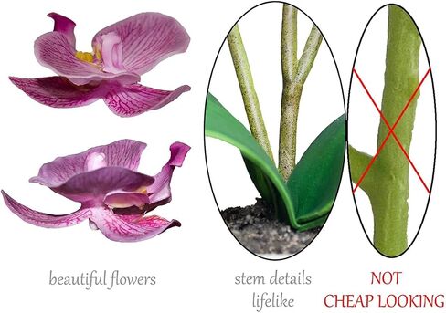 Mini Artificial Silk Orchid Potted Flowers - 4pcs Real Touch Fake Small Plants in Ceramic Vase for Home Office Bathroom Living Room,Tiny Faux Table Shelf Decor Indoor in Kuwait