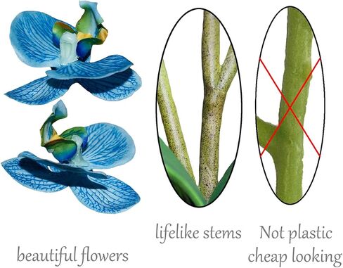 Mini Artificial Silk Orchid Potted Flowers - 4pcs Real Touch Fake Small Plants in Ceramic Vase for Home Office Bathroom Living Room,Tiny Faux Table Shelf Decor Indoor in Kuwait