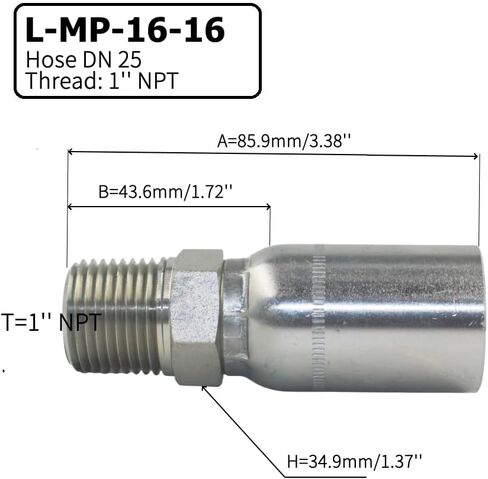 (10-PCS) L-MP-08-08 1/2'' ID Hose x 1/2'' NPT Male Hydraulic Hose End Crimp Fitting Hydraulic Hose Fitting in Saudi Arabia