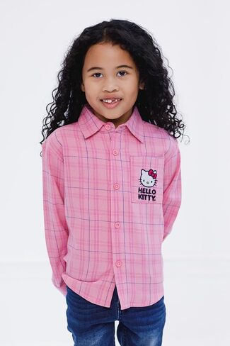 Hello Kitty Girls Button Down Dress Shirt Toddler to Big Kid Sizes (2T - 14-16) in Saudi Arabia