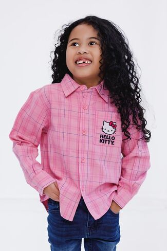 Hello Kitty Girls Button Down Dress Shirt Toddler to Big Kid Sizes (2T - 14-16) in Saudi Arabia
