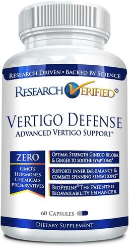 Research Verified Vertigo Defense - Soothe Symptoms and Support Inner Ear Balance - Vitamin D3, Ginger, Ginkgo Biloba, BioPerine - 60 Capsules in Saudi Arabia