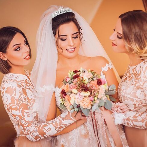 YARIEW Silver Crown and Bride Veil Set, Rhinestone Wedding Tiara, Bridal Shower and Bachelorette Party Decorations, Prom Bridal Shower and Birthday Gift for Women and Girls in Kuwait