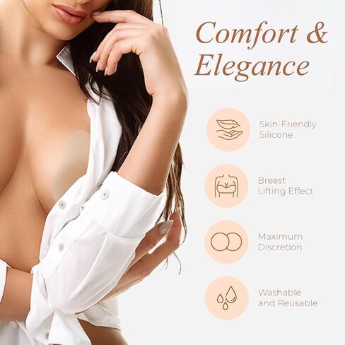 Nipple Covers Invisible- Reusable Nipple Pasties for Women, Silicone Bra Cups - Strapless Bra in Kuwait