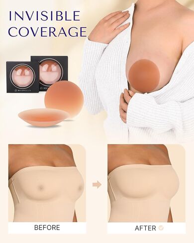 SHAPELLX Nipple Covers for Women Sticky Adhesive Nipple Pasties Reusable Silicone Nipple Covers Breast Petals in Kuwait