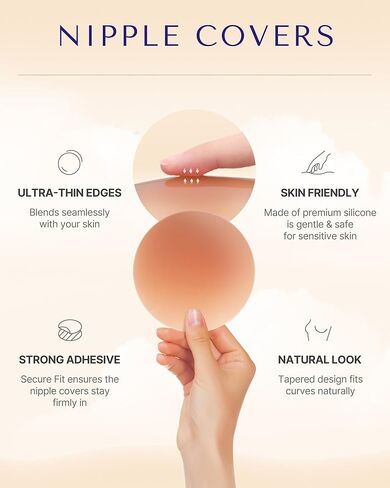 SHAPELLX Nipple Covers for Women Sticky Adhesive Nipple Pasties Reusable Silicone Nipple Covers Breast Petals in Kuwait