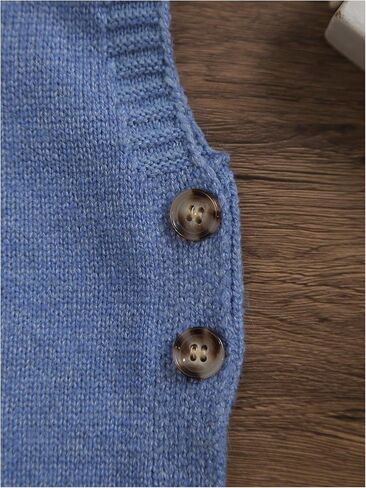 SweatyRocks Girl's Button Split Side Sweater Vest Crew Neck Sleeveless Knit Vest Tops in Saudi Arabia