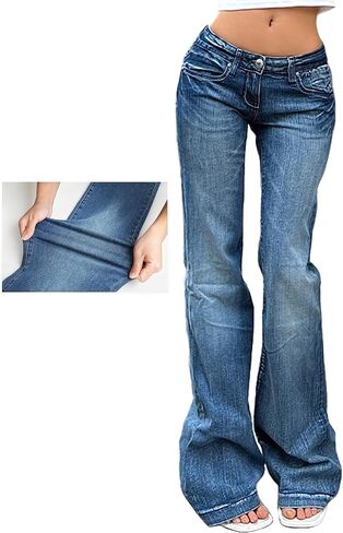 EMMIOL Women's Flare Jeans Y2K 90s Bootcut Low Rise Vintage Pants Denim Pants Bell Bottoms in Saudi Arabia