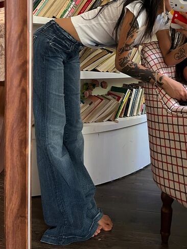 EMMIOL Women's Flare Jeans Y2K 90s Bootcut Low Rise Vintage Pants Denim Pants Bell Bottoms in Saudi Arabia