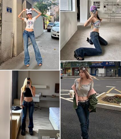 EMMIOL Women's Flare Jeans Y2K 90s Bootcut Low Rise Vintage Pants Denim Pants Bell Bottoms in Saudi Arabia
