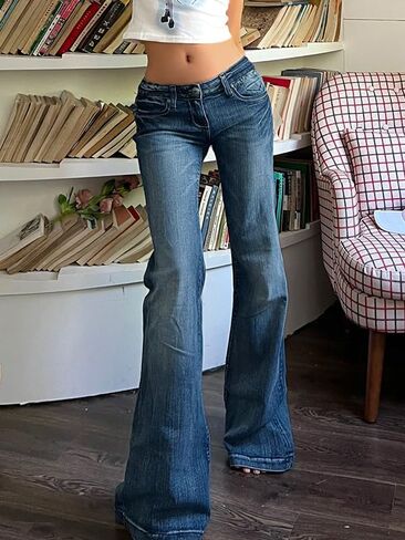 EMMIOL Women's Flare Jeans Y2K 90s Bootcut Low Rise Vintage Pants Denim Pants Bell Bottoms in Saudi Arabia