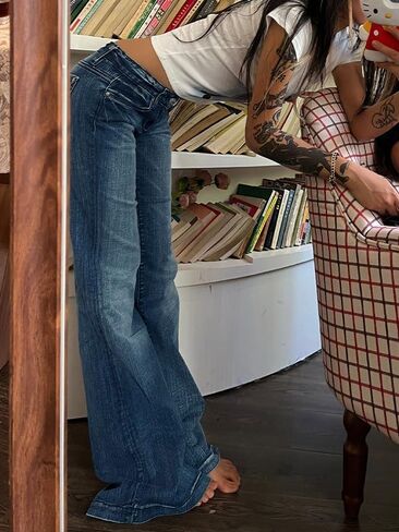 EMMIOL Women's Flare Jeans Y2K 90s Bootcut Low Rise Vintage Pants Denim Pants Bell Bottoms in Saudi Arabia