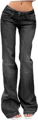 EMMIOL Women's Flare Jeans Y2K 90s Bootcut Low Rise Vintage Pants Denim Pants Bell Bottoms in Saudi Arabia