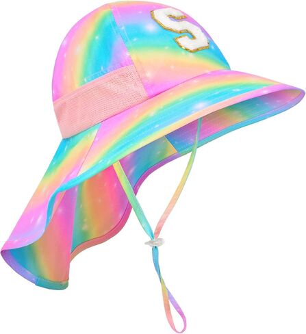 Kids Sun Hat for Girls UV Protection Wide Brim Mesh Toddler Summer Beach Fishing Hat with Neck Flap for Girls 3-8 Years in Kuwait