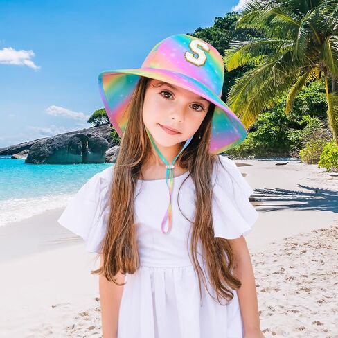 Kids Sun Hat for Girls UV Protection Wide Brim Mesh Toddler Summer Beach Fishing Hat with Neck Flap for Girls 3-8 Years in Kuwait
