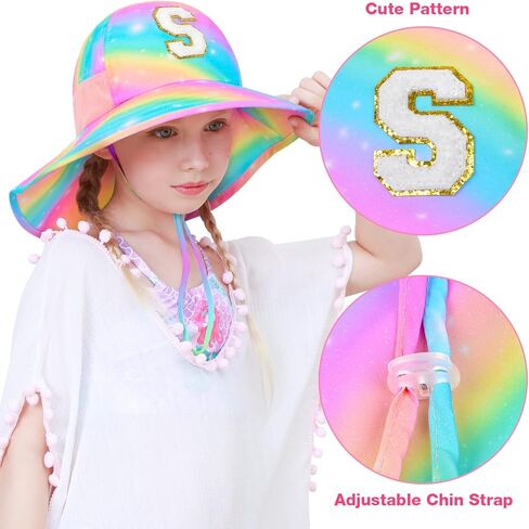 Kids Sun Hat for Girls UV Protection Wide Brim Mesh Toddler Summer Beach Fishing Hat with Neck Flap for Girls 3-8 Years in Kuwait