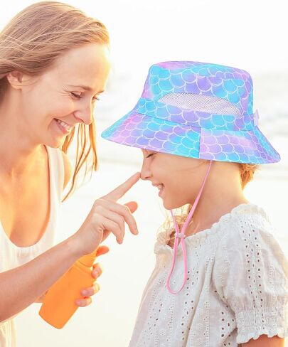 2pcs baby sun Hat Toddler Girls Bucket Hat for Kids Upf 50+ Sun Summer Child Summer Beach Hats Unicorn Fishing Hat in Saudi Arabia