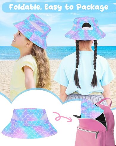 2pcs baby sun Hat Toddler Girls Bucket Hat for Kids Upf 50+ Sun Summer Child Summer Beach Hats Unicorn Fishing Hat in Saudi Arabia