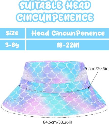 2pcs baby sun Hat Toddler Girls Bucket Hat for Kids Upf 50+ Sun Summer Child Summer Beach Hats Unicorn Fishing Hat in Saudi Arabia