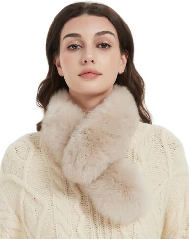 Real Fur Scarf - Fox Fur Front, Rex Rabbit Back, Double Sided, Cold Weather Neck Warmer in Saudi Arabia