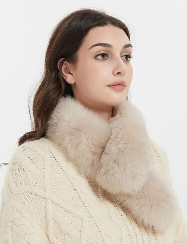 Real Fur Scarf - Fox Fur Front, Rex Rabbit Back, Double Sided, Cold Weather Neck Warmer in Saudi Arabia