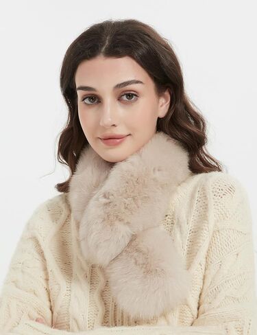 Real Fur Scarf - Fox Fur Front, Rex Rabbit Back, Double Sided, Cold Weather Neck Warmer in Saudi Arabia