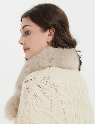 Real Fur Scarf - Fox Fur Front, Rex Rabbit Back, Double Sided, Cold Weather Neck Warmer in Saudi Arabia