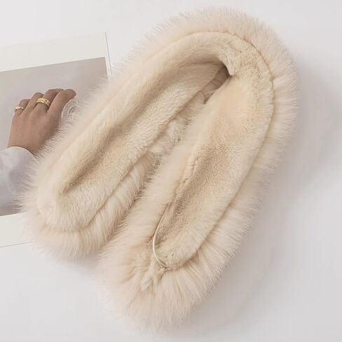 Real Fur Scarf - Fox Fur Front, Rex Rabbit Back, Double Sided, Cold Weather Neck Warmer in Saudi Arabia