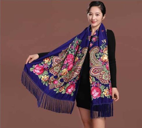 وشاح كاتم الصوت على الطراز الروسي شرابة تقليدية غريبة غريبة دافئة شال طويلة مستطيلة طويلة in Kuwait
