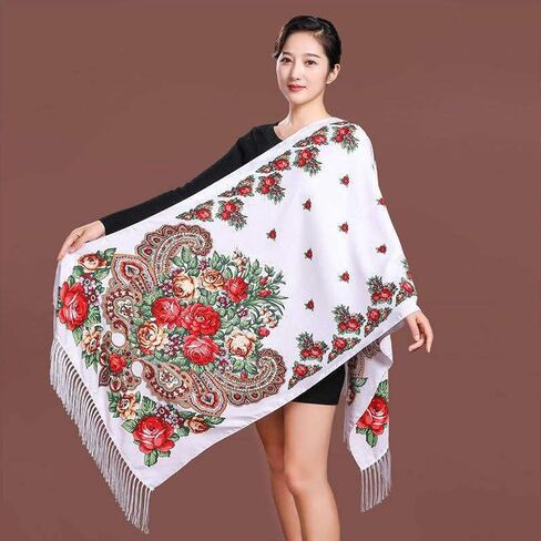 وشاح كاتم الصوت على الطراز الروسي شرابة تقليدية غريبة غريبة دافئة شال طويلة مستطيلة طويلة in Kuwait