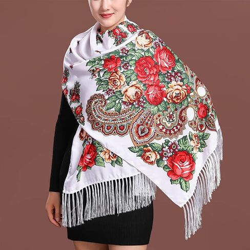 وشاح كاتم الصوت على الطراز الروسي شرابة تقليدية غريبة غريبة دافئة شال طويلة مستطيلة طويلة in Kuwait