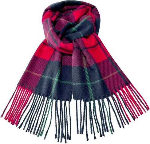 Winter Scarf for Women Red Green Plaid Scarf w/fringe Tartan Cashmere Feel Pashmina Shawl Soft Warm Chunky Scarves in Saudi Arabia