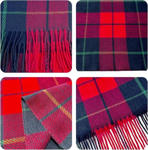Winter Scarf for Women Red Green Plaid Scarf w/fringe Tartan Cashmere Feel Pashmina Shawl Soft Warm Chunky Scarves in Saudi Arabia