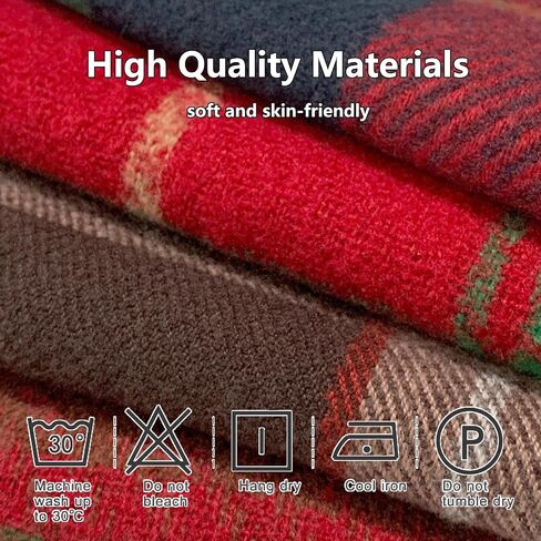 Winter Scarf for Women Red Green Plaid Scarf w/fringe Tartan Cashmere Feel Pashmina Shawl Soft Warm Chunky Scarves in Saudi Arabia