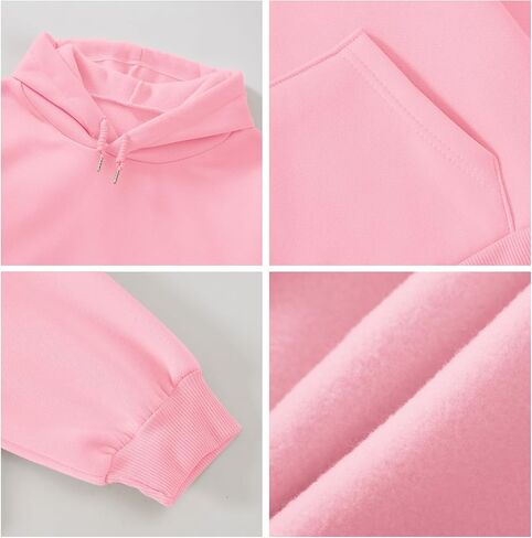 Cute Pink Flower Hoodie for Woman Preppy Sweatshirts Trendy Puff Print Letter Graphic Hoodies Casual Pullover Tops in Saudi Arabia