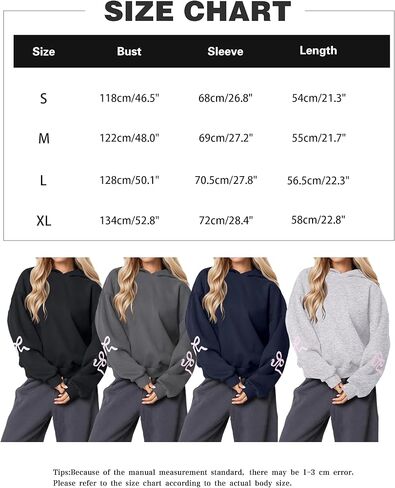 OLAPTA Women Oversized Bow Trim Print Hoodies Long Sleeve Fleeced Casual Graphic Pullover Trendy Fall Hooded Sweatshirts Top in Kuwait