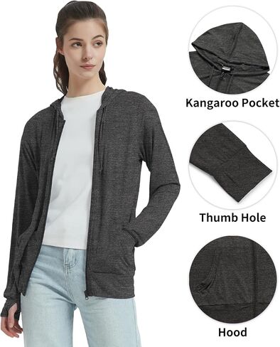 LETAOTAO Womens' Lightweight Zip Up Hoodies Stretch Thin Summer Jackets For Women in Kuwait