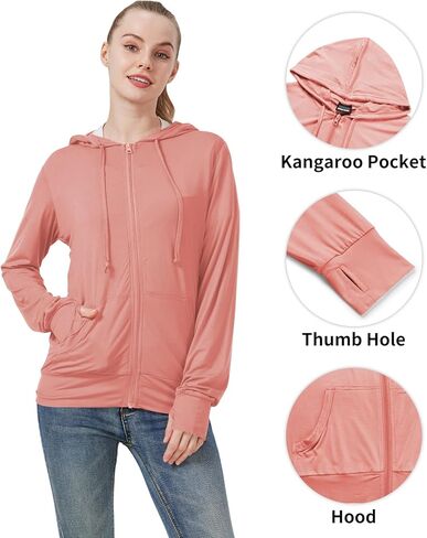 LETAOTAO Womens' Lightweight Zip Up Hoodies Stretch Thin Summer Jackets For Women in Kuwait