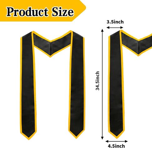 Graduation Stole, Plain Graduation Honor Sash Classic End With Trim Unisex Adult Graduation Stole Class of 2025 in Kuwait
