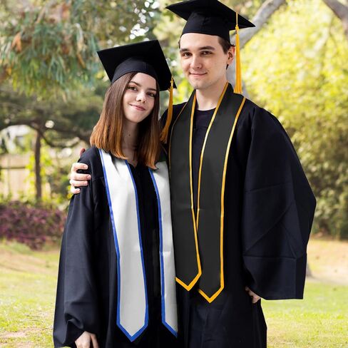 Graduation Stole, Plain Graduation Honor Sash Classic End With Trim Unisex Adult Graduation Stole Class of 2025 in Kuwait