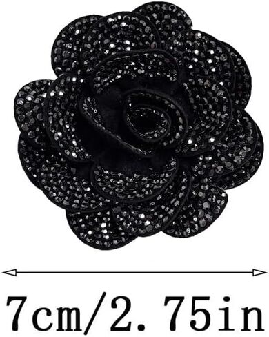 Rhinestone Rose Flower Brooch Lapel Pins for Women Her Fashion Crystal Camellia Flower Brooches Pin for Dress Accessories Jewelry Boutonniere Corsage Wedding Party Birthday Gift 70mm in Kuwait