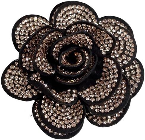Rhinestone Rose Flower Brooch Lapel Pins for Women Her Fashion Crystal Camellia Flower Brooches Pin for Dress Accessories Jewelry Boutonniere Corsage Wedding Party Birthday Gift 70mm in Kuwait