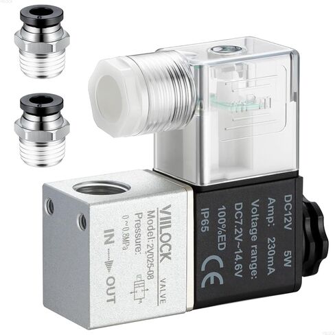 VIILOCK Pneumatic Solenoid Valve, 2 Position 2 Way 1/4"NPT Electric Solenoid Air Valve Normally Closed 2V025-08 (DC24V) in Saudi Arabia