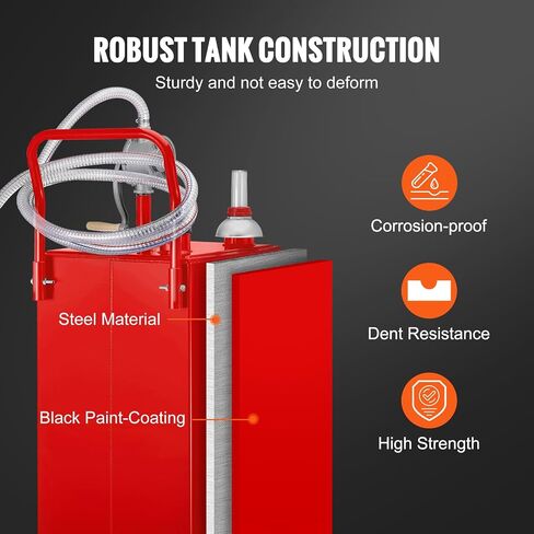 VEVOR Fuel Caddy, 15 Gallon, Portable Fuel Tank with Gravity & Hand Pump Modes, Fuel Tank Container with Wheels, 10 ft Delivery Hose & Manual Pump, Gas Caddy for Motorboats, ATVs, Gasoline & Diesel in Saudi Arabia