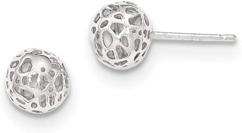 Filigree Cut-Out Ball Post Stud Earrings in Real 14k Gold in Kuwait