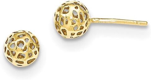 Filigree Cut-Out Ball Post Stud Earrings in Real 14k Gold in Kuwait