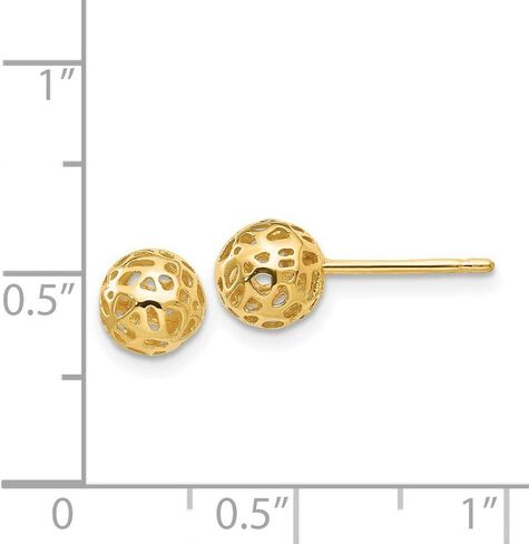 Filigree Cut-Out Ball Post Stud Earrings in Real 14k Gold in Kuwait
