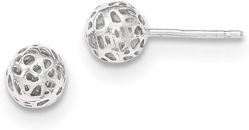 Filigree Cut-Out Ball Post Stud Earrings in Real 14k Gold in Kuwait