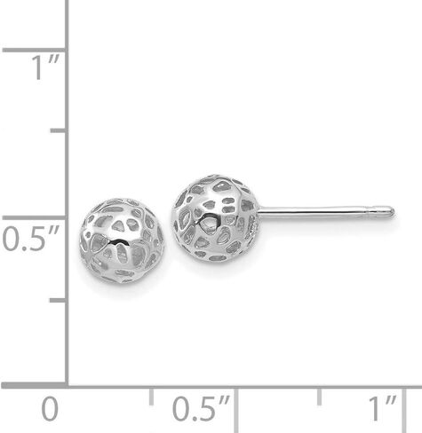 Filigree Cut-Out Ball Post Stud Earrings in Real 14k Gold in Kuwait