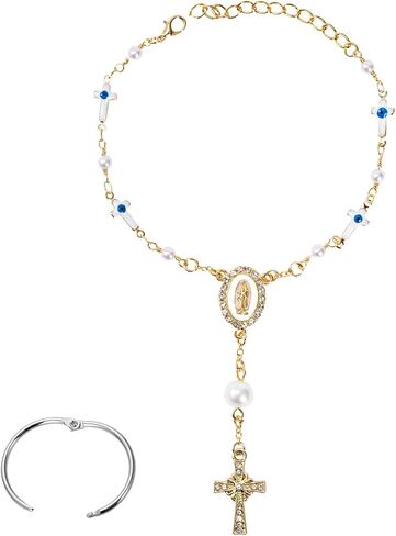 Car Rosary for Rearview Mirror,Cross Rearview Mirror Auto Rosary Beads Car Medal and Cross Hanging Accessories for Mirror Interior Decors for Women Men in Saudi Arabia